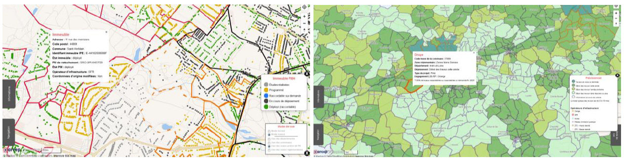 Extrait des cartes disponibles sur le site ma connexion internet de l'Arcep
