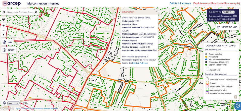 Extrait de carte du site Ma Connexion Internet