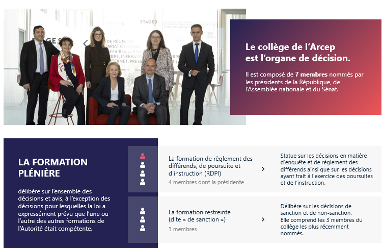 Illustration : formation plenière du Collège de l'Arcep