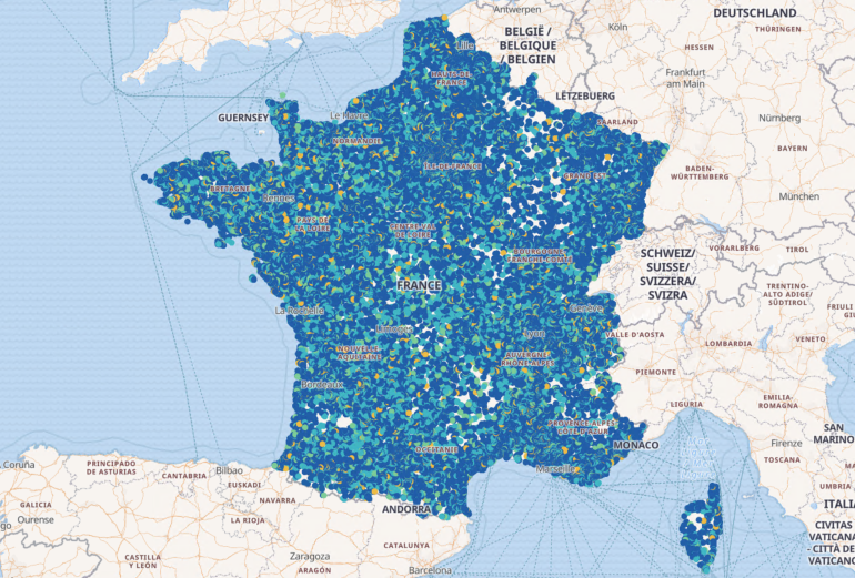 Illustration : carte de France extraite de « Mon réseau mobile » 